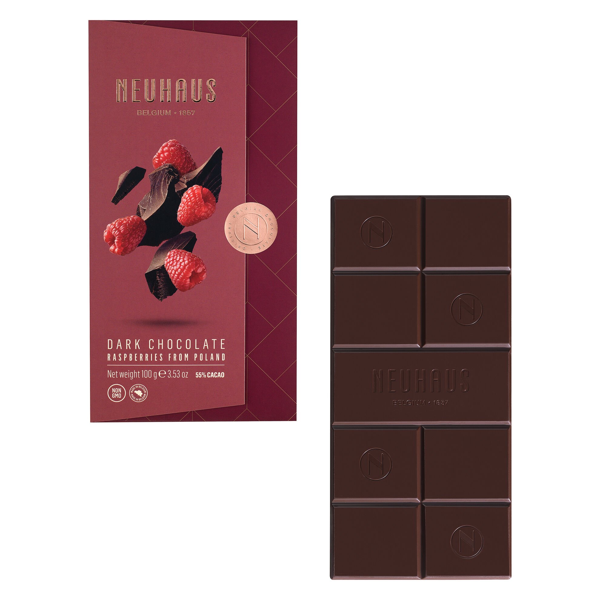 Dark Chocolate with Raspberry Bits Tablet image number 01