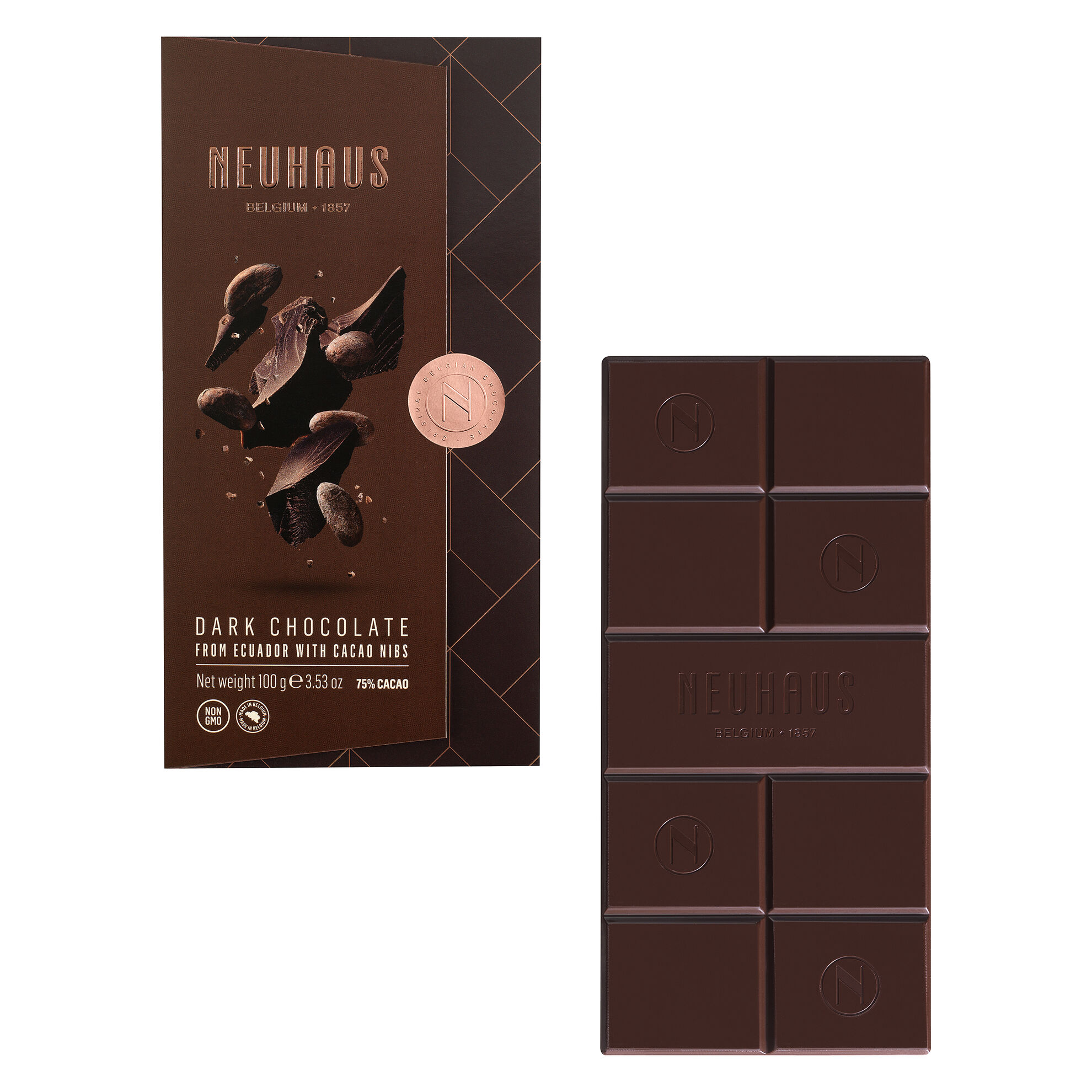 Tablette chocolat noir Fèves de cacao 70% image number 01