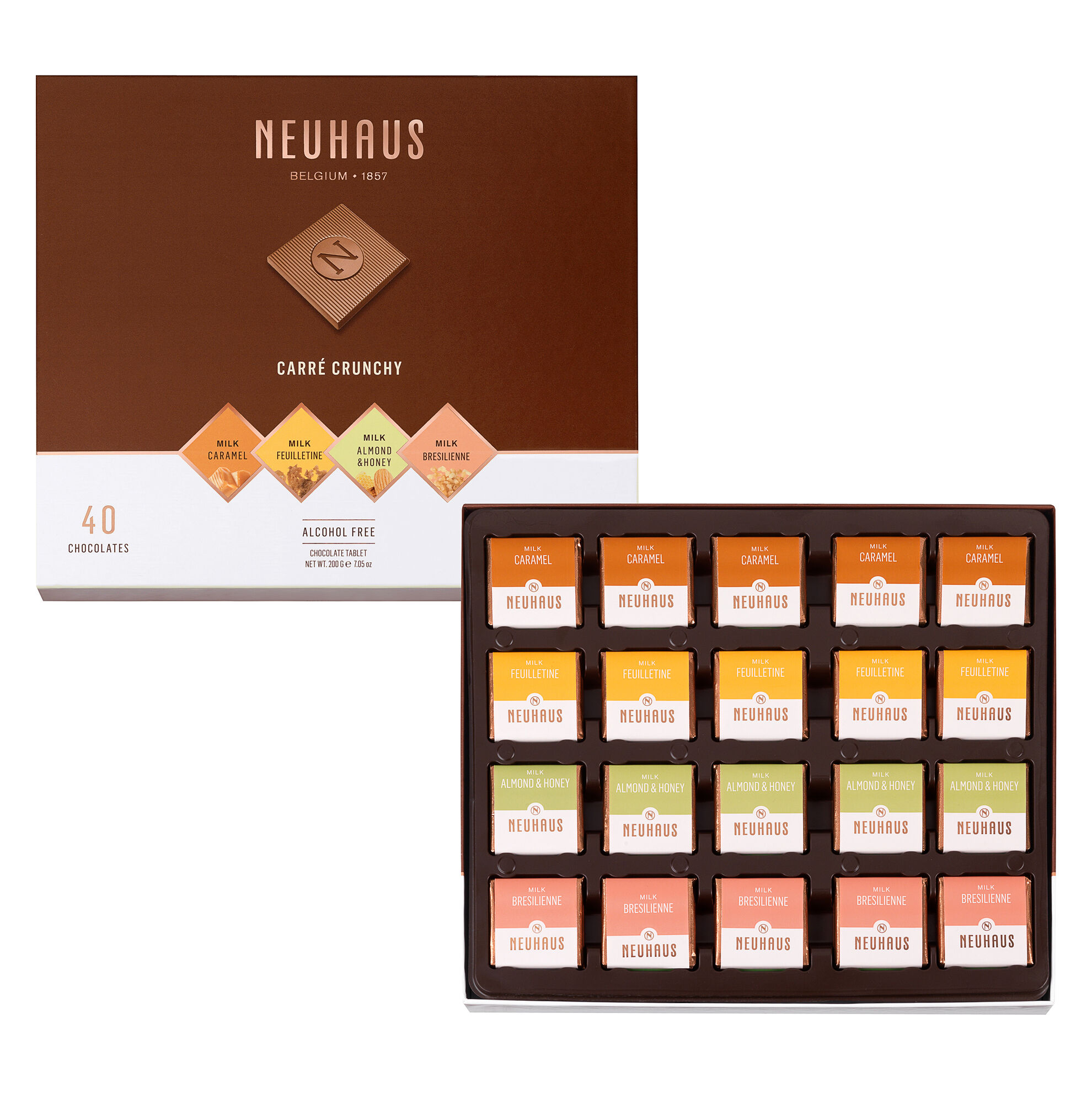 Belgian Chocolate Squares - Carré Crunchy Milk 40 pcs image number 01